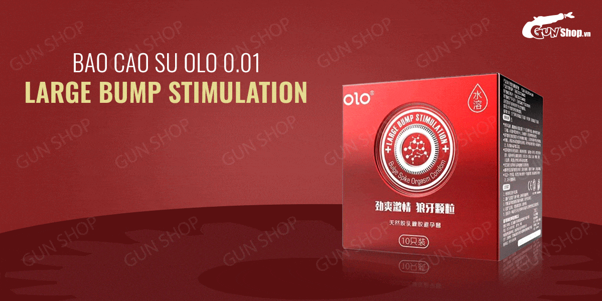 Bao cao su OLO 0.01 Large Bump Stimulation - Siêu mỏng, nóng ấm, hương vani - Hộp 10 cái