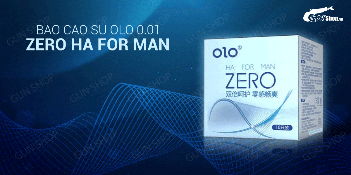 Bao cao su OLO 0.01 Zero Ha For Man - Siêu mỏng, nhiều gel bôi trơn - Hộp 10 cái