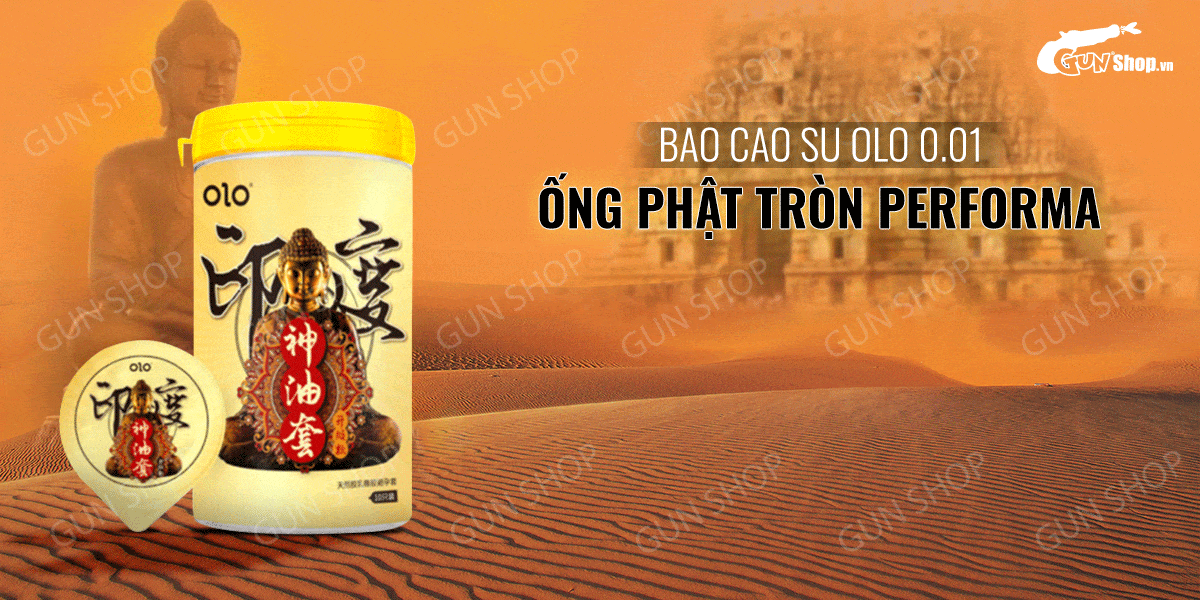 Bao cao su OLO 0.01 Ống Phật tròn Performa - Gân gai, siêu mỏng, kéo dài thời gian - Hộp 10 cái