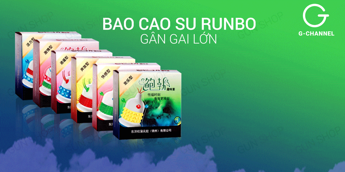 Bao cao su Runbo - Gân gai lớn - Hộp 1 cái (Giao ngẫu nhiên)