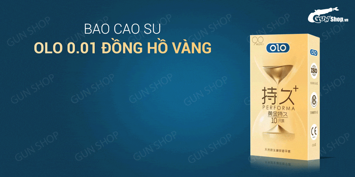Bao cao su OLO 0.01 Đồng Hồ Vàng - Kéo dài thời gian - Hộp 10 cái