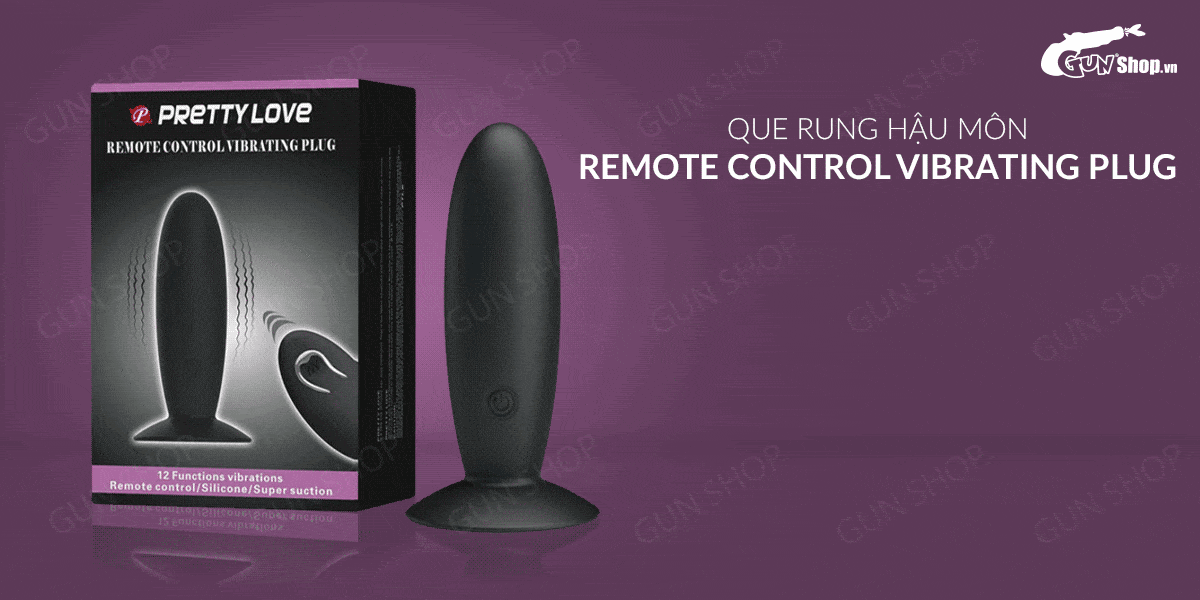 Que rung kích thích hậu môn 12 chế độ rung, điều khiển từ xa, dùng sạc - Pretty Love Remote Control Vibrating Plug