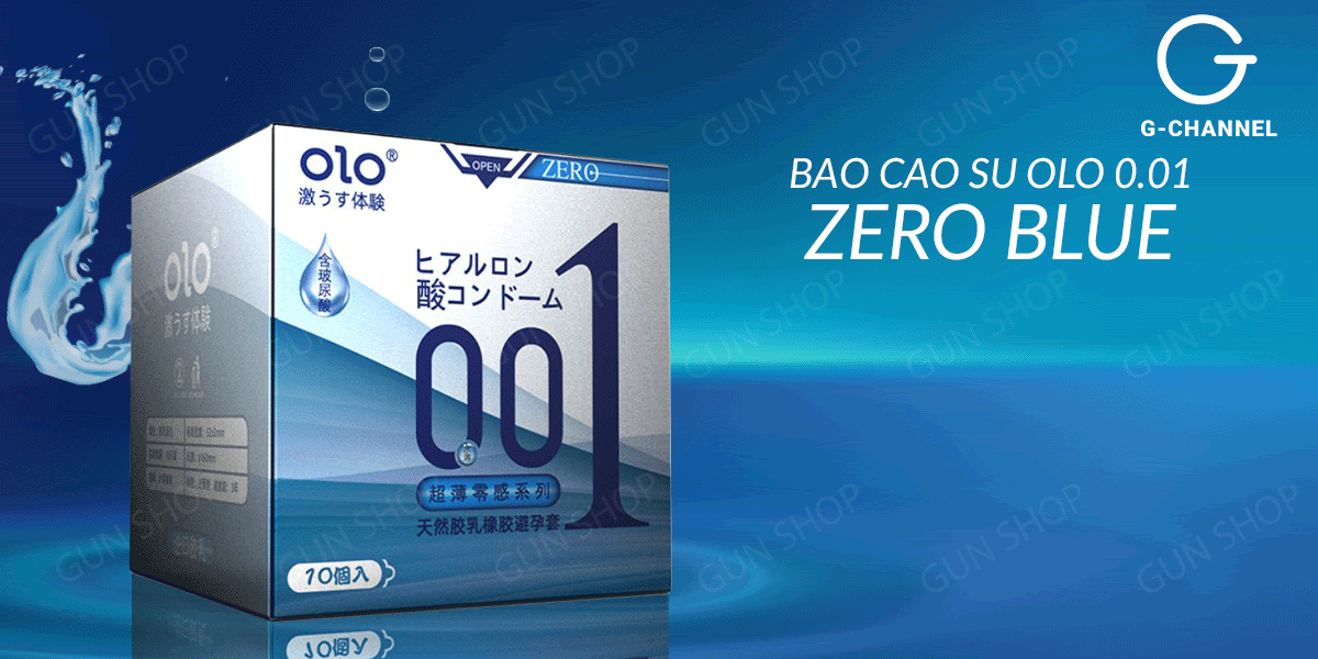 Bao cao su OLO 0.01 Zero Blue - Siêu mỏng, nhiều gel - Hộp 10 cái