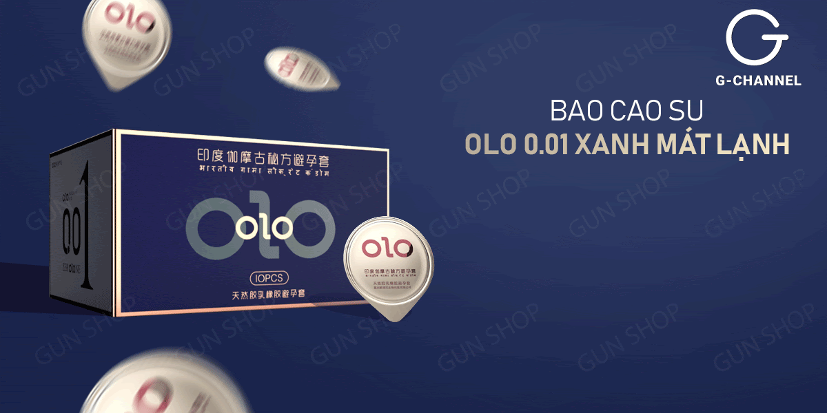 Bao cao su OLO 0.01 Xanh - Siêu mỏng, mát lạnh - Hộp 10 cái