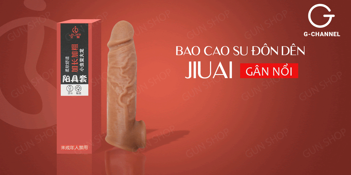 Bao cao su đôn dên tăng kích thước Jiuai - Gân nổi