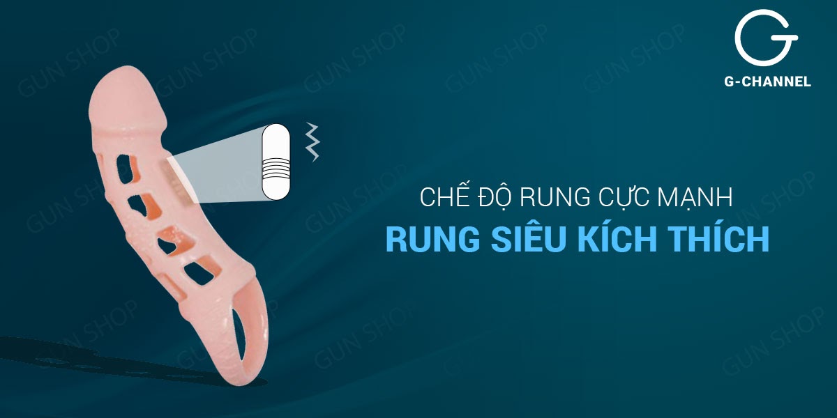 Bao cao su đôn dên tăng kích thước Baile - Màu da, lưới dây đeo có rung 16 x 3.5 cm