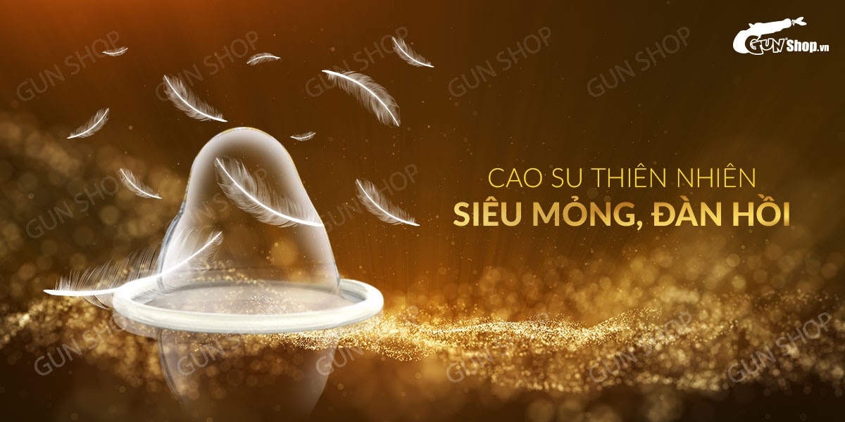Bao cao su OLO 0.01 Zero Vàng - Siêu mỏng, gân và hạt - Hộp 10 cái
