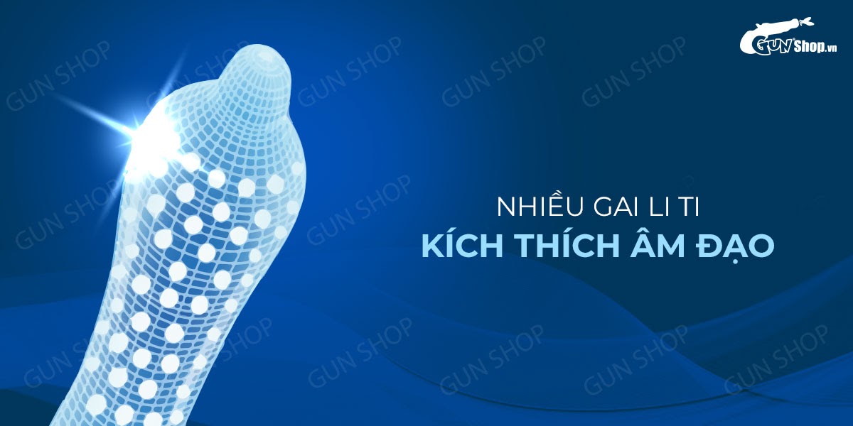 Bao cao su Muaisi Xanh - Nhiều gel, gai li ti - Hộp 10 cái