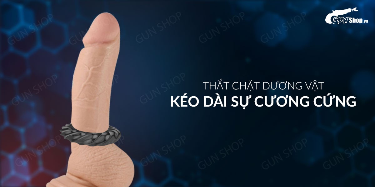 Vòng đeo dương vật kéo dài thời gian, trì hoãn xuất tinh 3D - Cock Ring Đen