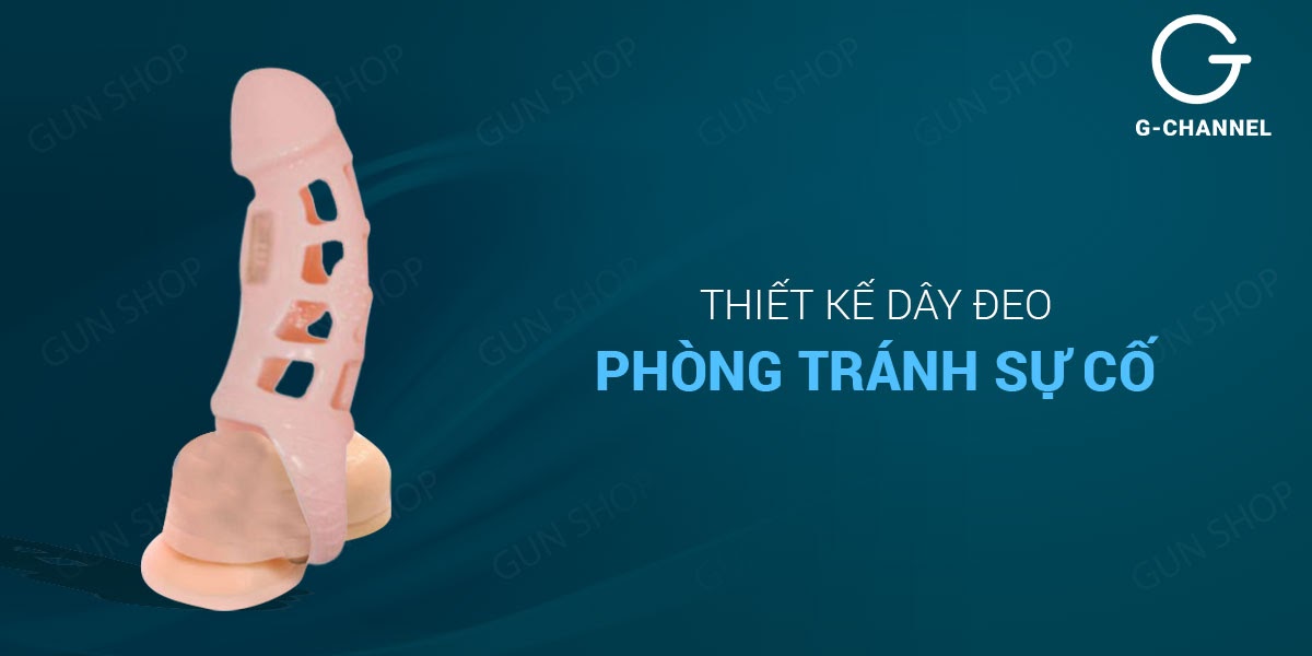 Bao cao su đôn dên tăng kích thước Baile - Màu da, lưới dây đeo có rung 16 x 3.5 cm