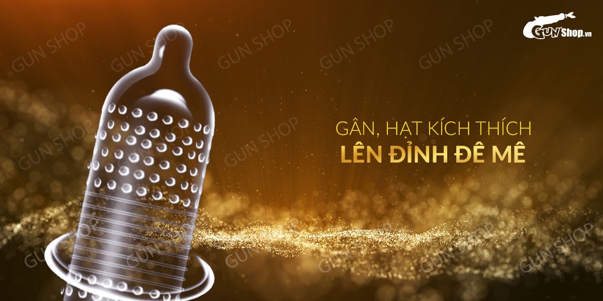 Bao cao su OLO 0.01 Zero Vàng - Siêu mỏng, gân và hạt - Hộp 10 cái