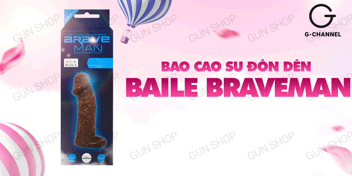 Bao cao su đôn dên HongKong Baile BraveMan da nâu có dây đeo