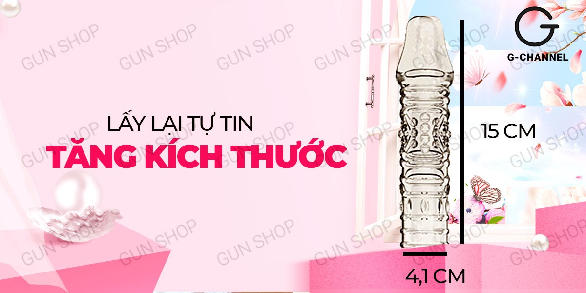 Bao cao su đôn dên tăng kích thước Aichao - Gân và điểm nổi (Hộp màu xanh)