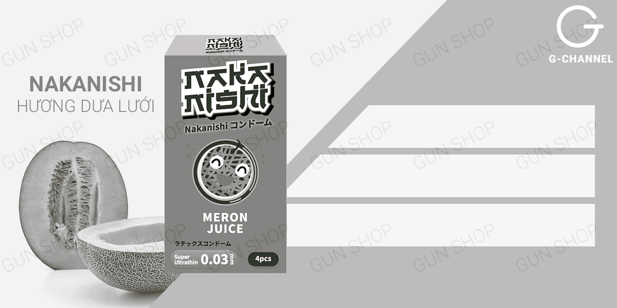 Bao cao su Nakanishi - Siêu mỏng 0.03mm - Hương dưa lưới