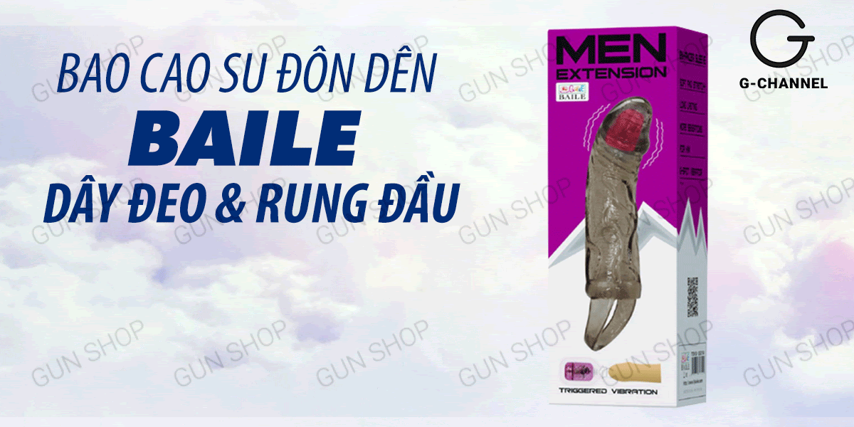 Bao cao su đôn dên dên tăng kích thước Baile Men Extension - Dây đeo và rung đầu